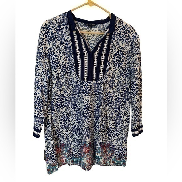 Brooks Brothers Tops - Brooks Brothers Boho Cotton V Neck 3/4 Sleeve Blouse Size Large